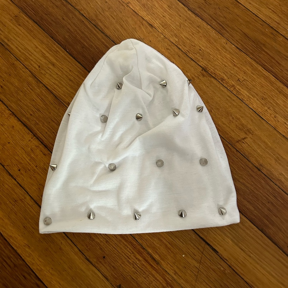 Studded White Kids Beanie